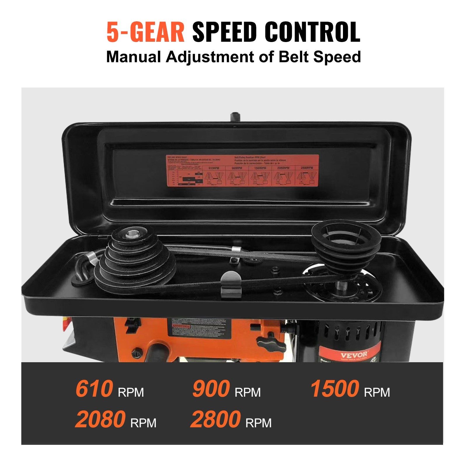 VEVOR 10-Inch 5-Speed Benchtop Drill Press Cast Iron Drill Press 3.2A