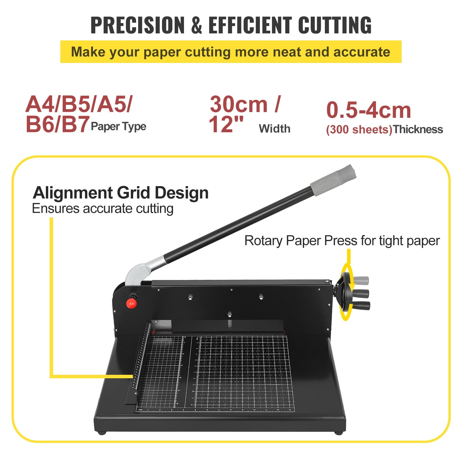 Uimoso 12" Paper Cutter Heavy Duty Guillotine Stack Paper Trimmer Metal Base A4