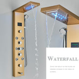 LED Shower Panel Tower Massage System Rain&Waterfall Jets Faucet Stainless Steel