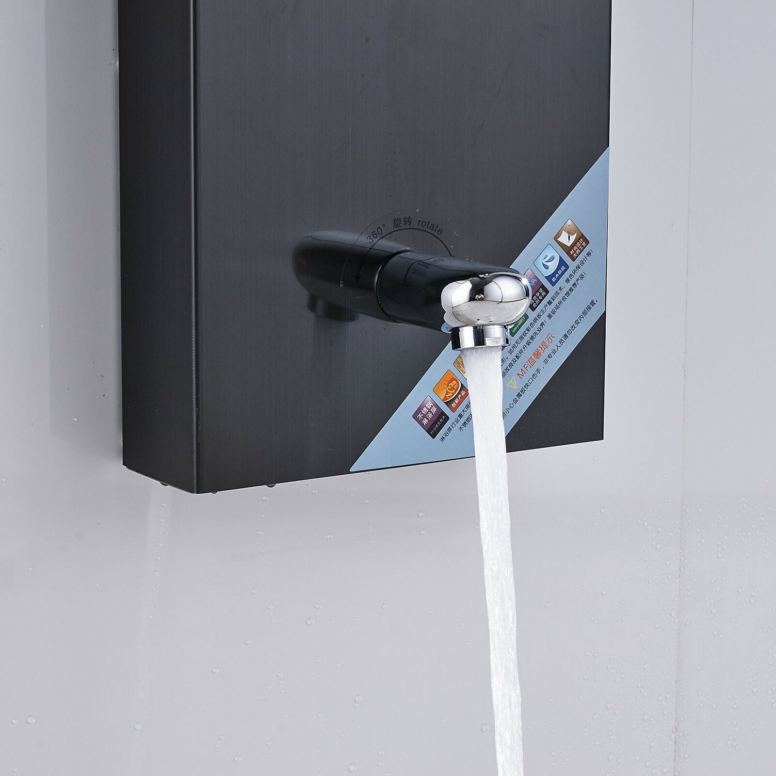 LED Shower Panel Tower Massage System Rain&Waterfall Jets Faucet Stainless Steel