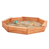 Uimoso Wooden Sandbox with Cover Octagonal Sand Box Sand Pit Outdoor Ages 3-12