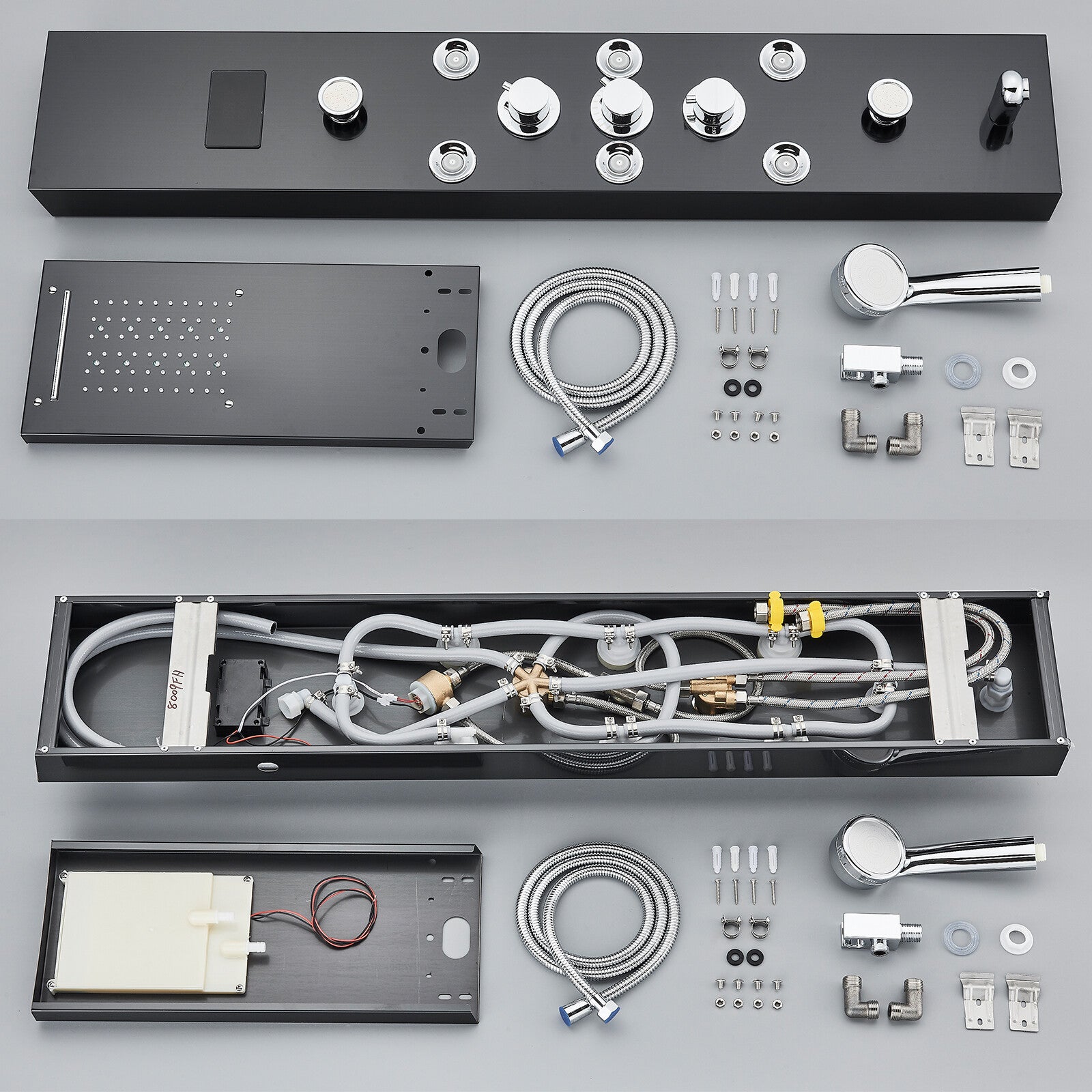 LED Shower Panel Tower Massage System Rain&Waterfall Jets Faucet Stainless Steel