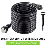 50 Amp 25FT Generator Power Cord and Waterproof Power Inlet Box 14-50P to CS6364