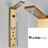 LED Shower Panel Tower Massage System Rain&Waterfall Jets Faucet Stainless Steel