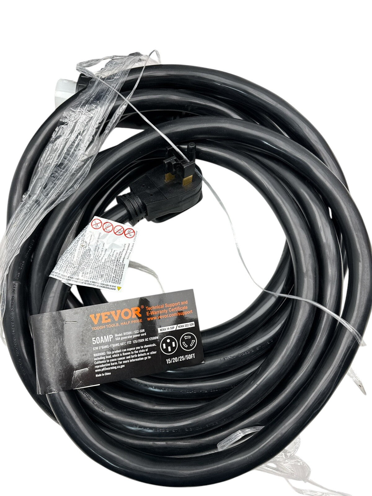 Generator RV Cord 50 Amp 25 ft 14-50P SS2-50R w Inlet Box SS2-50P VEVOR OB 115