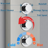 LED Shower Panel Tower Massage System Rain&Waterfall Jets Faucet Stainless Steel