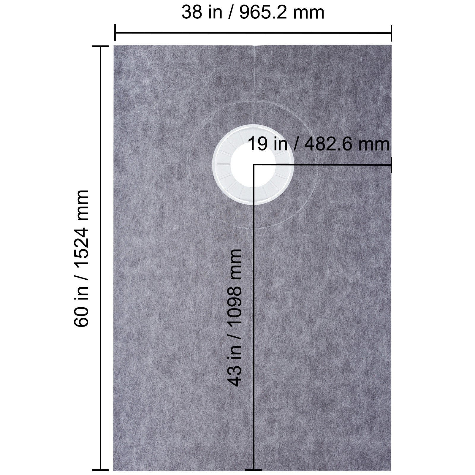 VEVOR Waterproofing Shower Kit Shower Kit Tray 38''x60'' with Offset Drain PVC