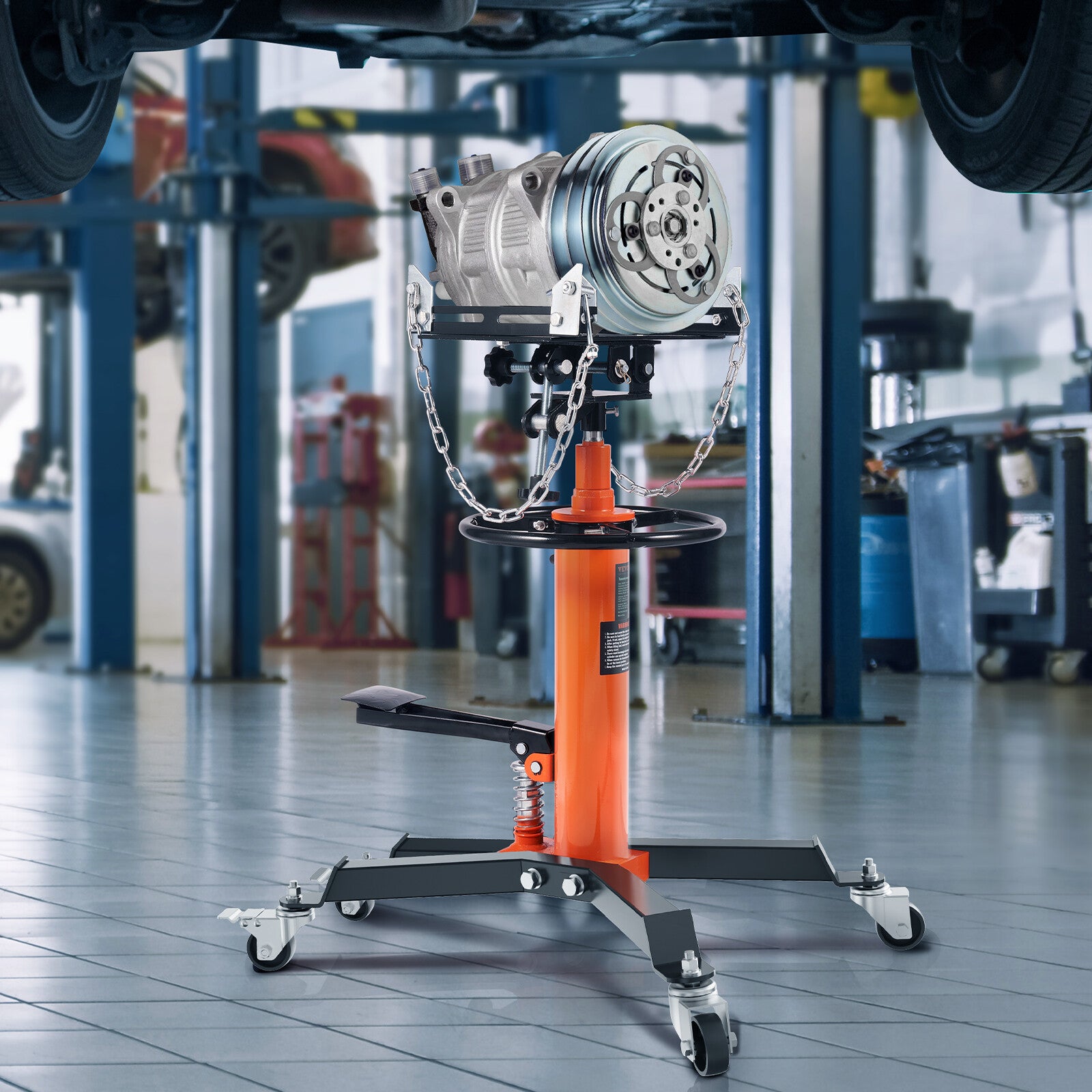 VEVOR 1322-1660 lbs Hydraulic Transmission Jack 360° Swivel Wheels Lift Hoist