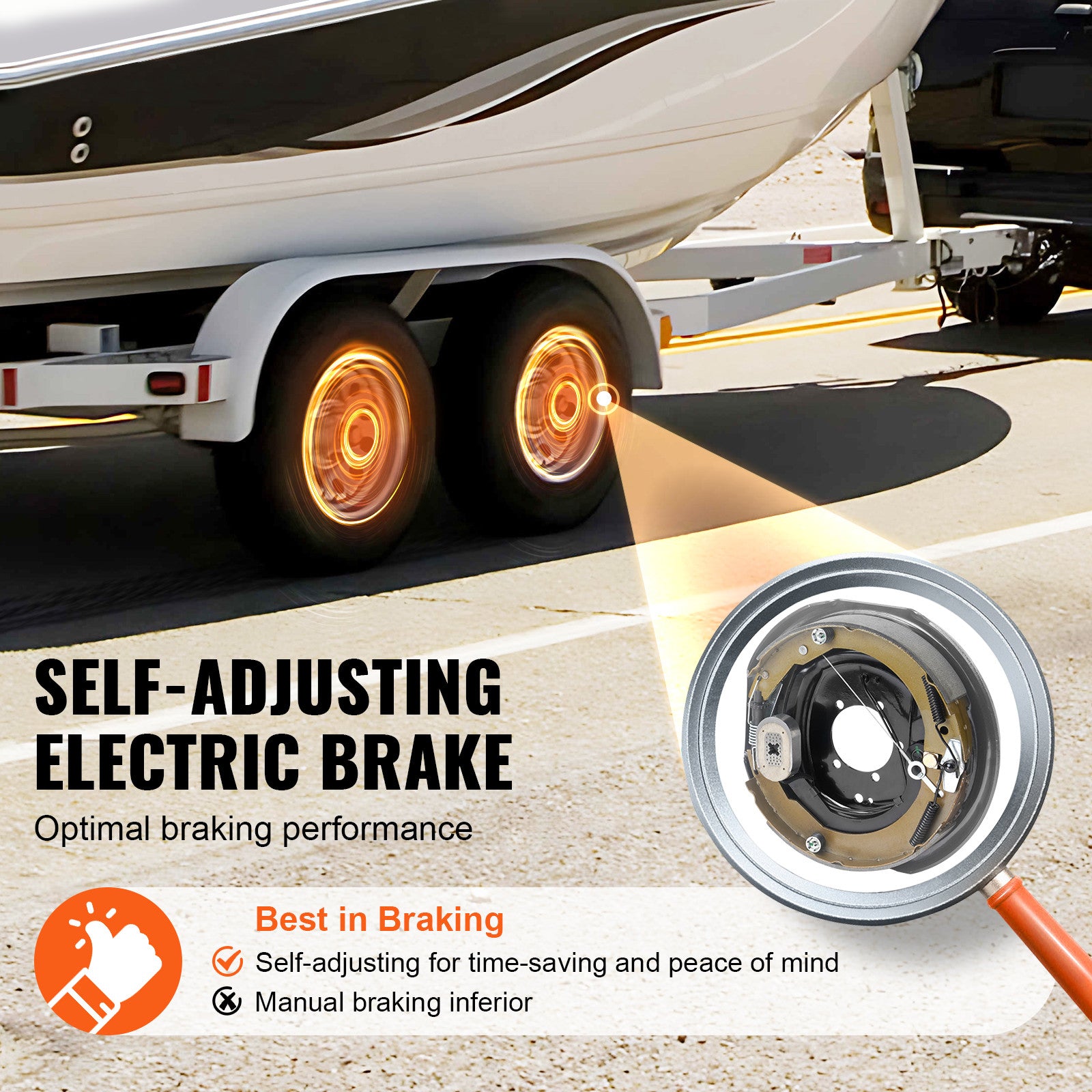 Electric Trailer Brake 12" x 2" Self-Adjusting Assembly 1 Pair 7000 lbs