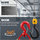 3-in-1 Portable Crane Electric Hoist Winch 1100lbs Wired/Wireless Remote Control