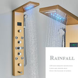 LED Shower Panel Tower Massage System Rain&Waterfall Jets Faucet Stainless Steel