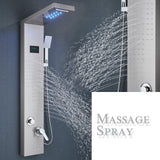 LED Shower Panel Tower Massage System Rain&Waterfall Jets Faucet Stainless Steel