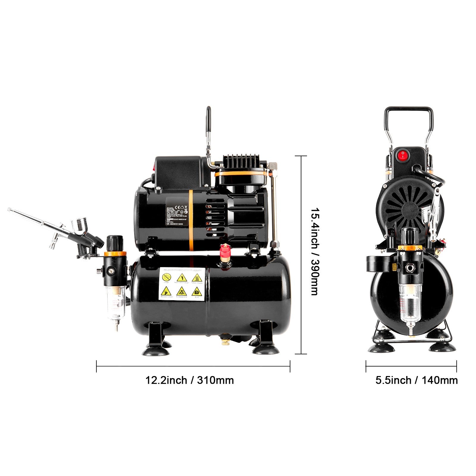 Uimoso Airbrush Kit Dual Fan Air Tank Compressor System Kit with 3.5L Air Tank
