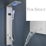 LED Shower Panel Tower Massage System Rain&Waterfall Jets Faucet Stainless Steel