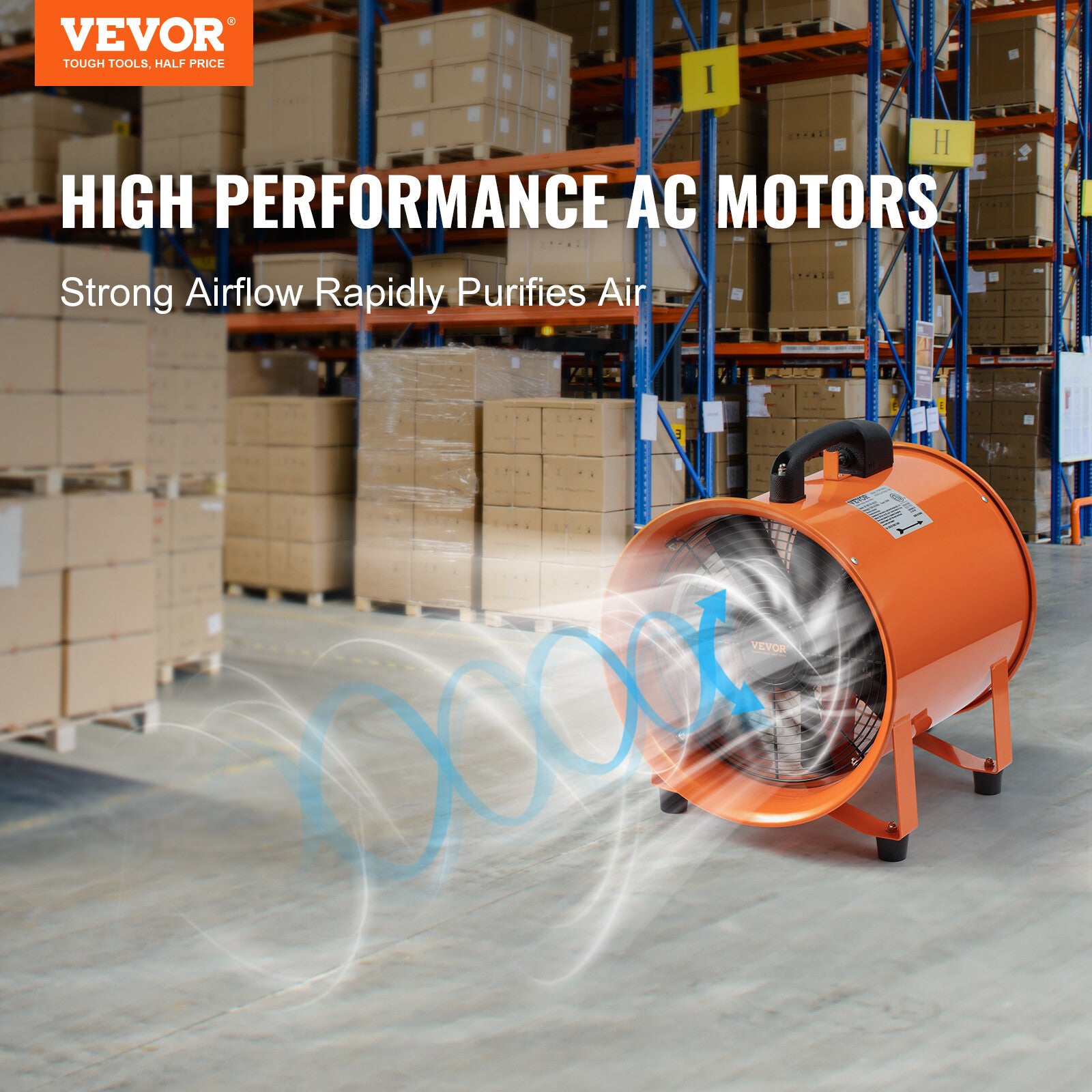 VEVOR 10" Portable Extractor Fan Blower 10m Duct Hose Ventilator Industrial