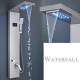 LED Shower Panel Tower Massage System Rain&Waterfall Jets Faucet Stainless Steel