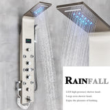 LED Shower Panel Tower Massage System Rain&Waterfall Jets Faucet Stainless Steel