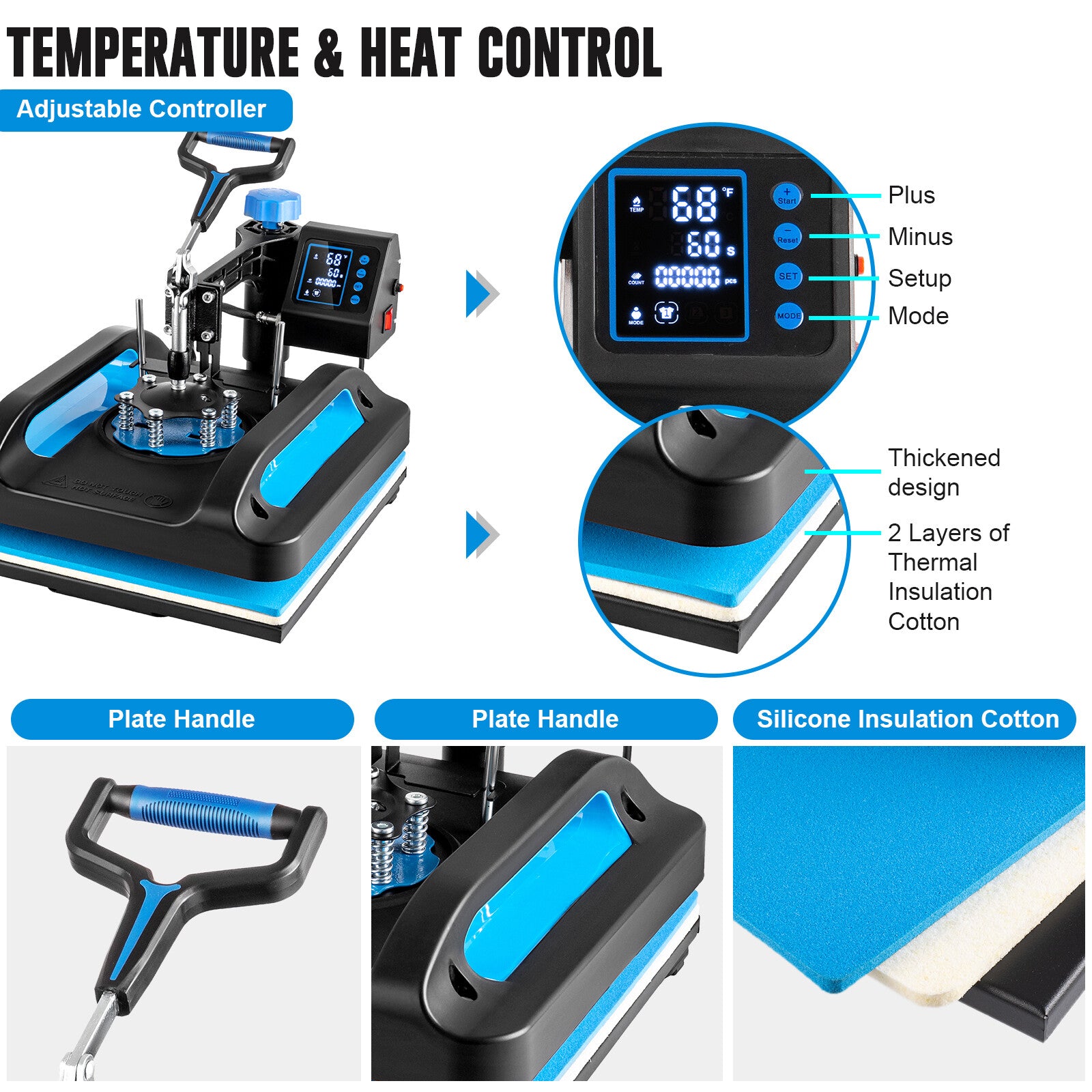 8IN1 Heat Press Machine 15"x15" Transfer Sublimation T-Shirt Mug Plate Hat