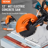VEVOR 12'' Electric Concrete Saw Wet/Dry Saw Cutter with Water Pump and Blade