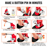 Button Maker Machine Badge Pin Machine 3" 75MM 500 Free Parts Press Kit