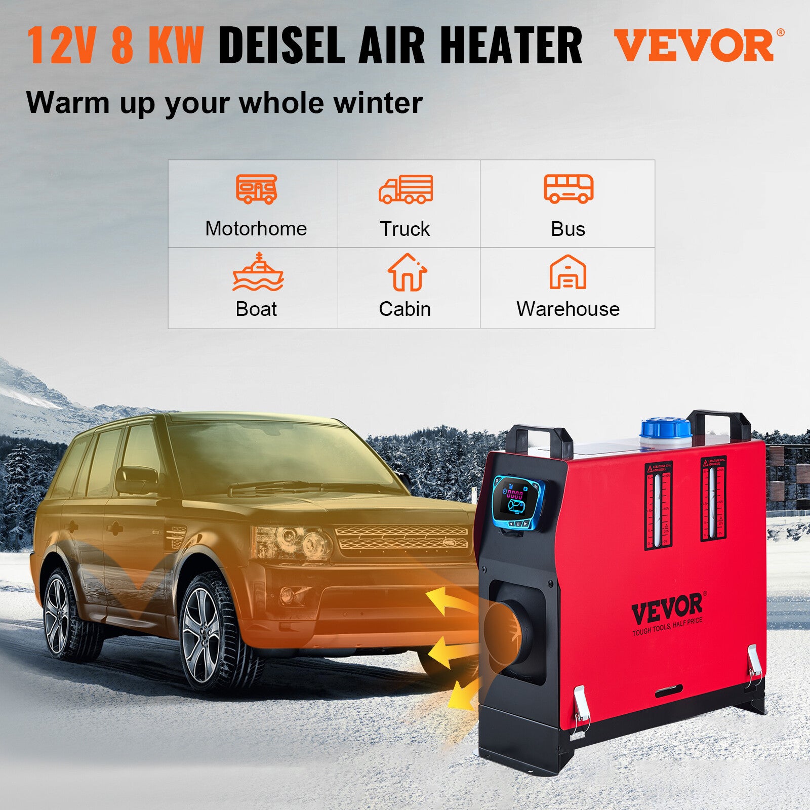 VEVOR Diesel Air Heater 8KW 12V All In One LCD Thermostat Boat Motorhome Truck