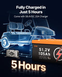 VEVOR 48V 105Ah Golf Cart Lithium Battery 20A Charger LCD Monitor & 4000+ Cycle.