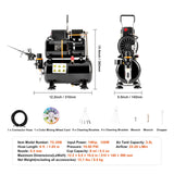Uimoso Airbrush Kit Dual Fan Air Tank Compressor System Kit with 3.5L Air Tank