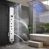 LED Shower Panel Tower Massage System Rain&Waterfall Jets Faucet Stainless Steel