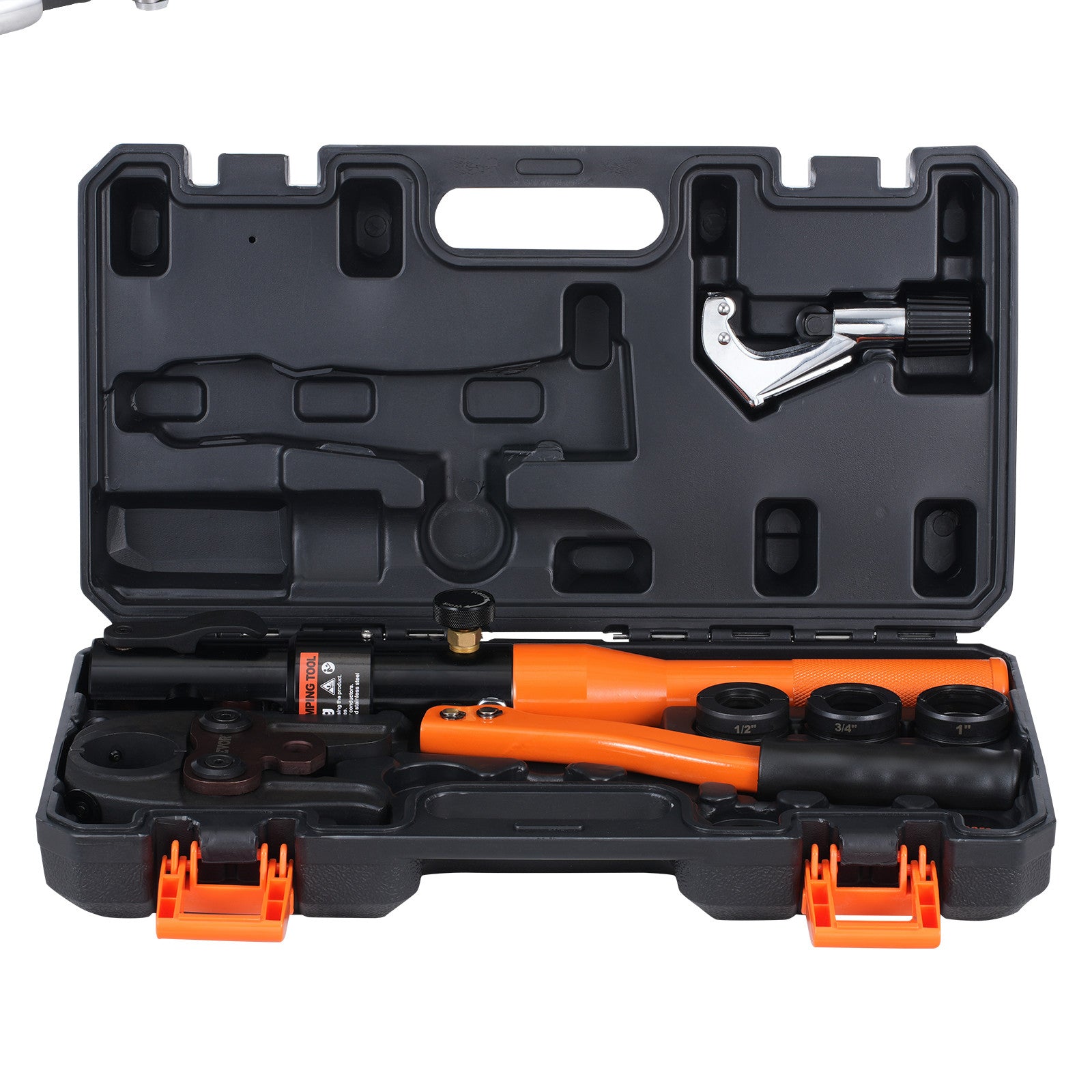 Copper Tube Fittings Crimping Tool with 1/2" 3/4" 1" Jaws Pipe Cutter