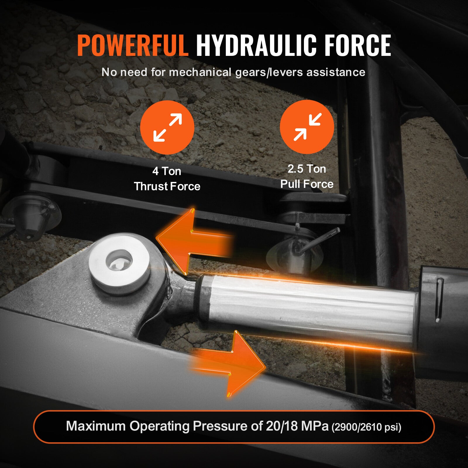 VEVOR Hydraulic Top Link Cat.2-2 With Locking Block 19 11/16”-28”With 2 Hoses