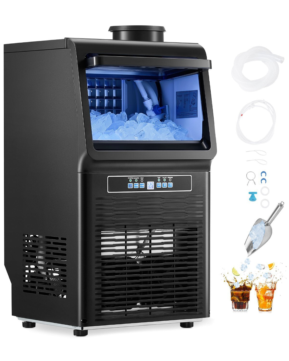 VEVOR Freestanding Commercial Ice Maker Machine 70lbs/24H Two Ways to Add Water