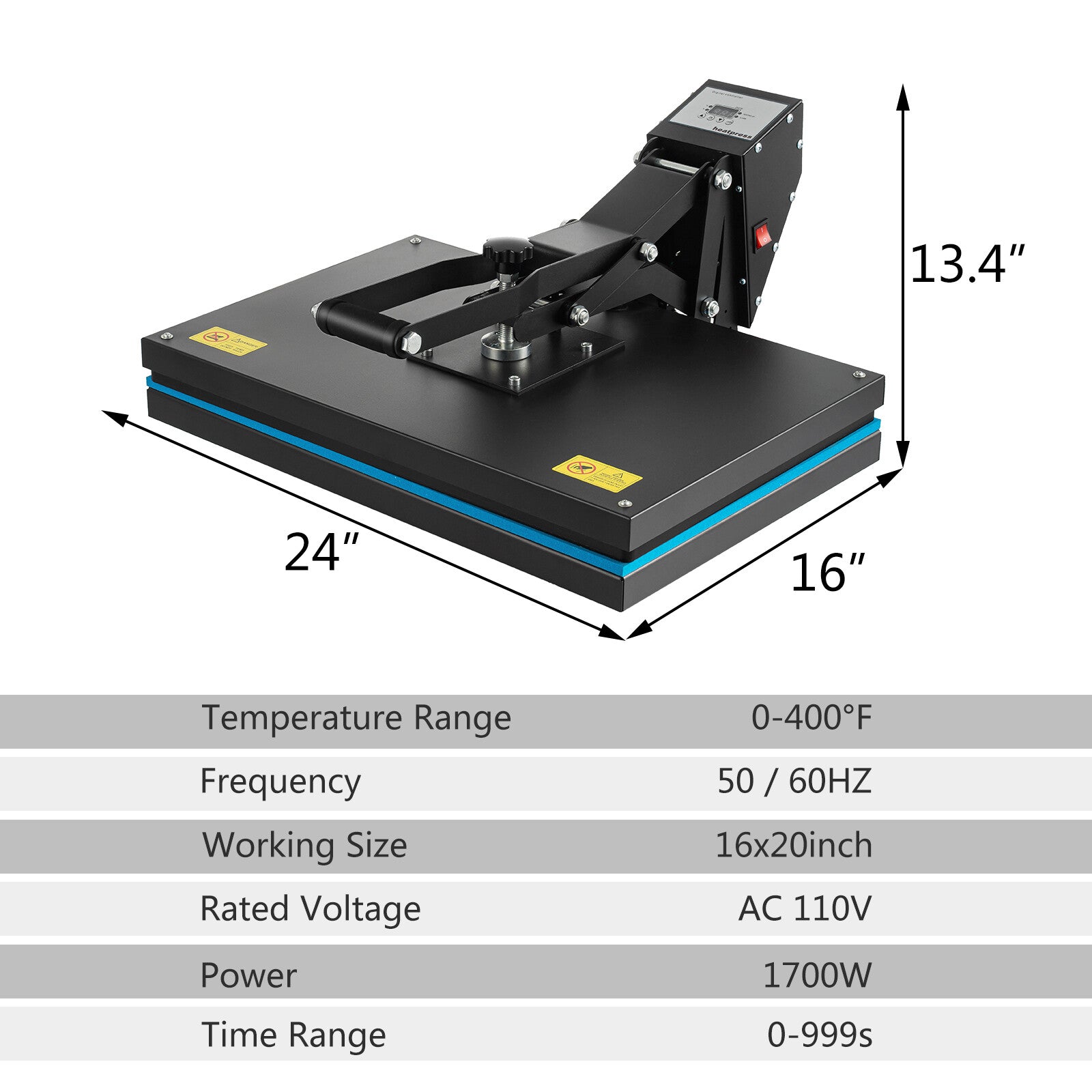 16" x 24" Clamshell Heat Press Machine for T-Shirt Digital Transfer Sublimation