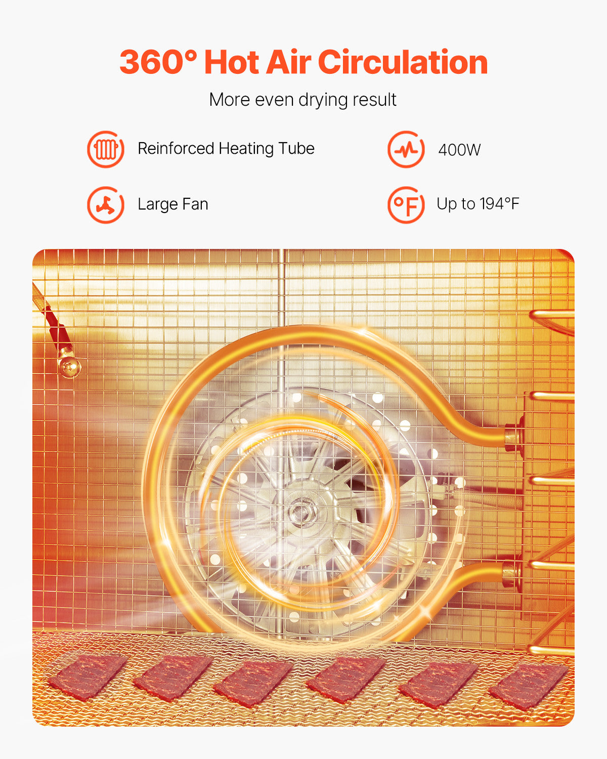 VEVOR Commercial 8 Trays Food Dehydrator Stainless Fruit Meat Jerky Drying Dryer