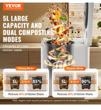 VEVOR Electric Kitchen Composter 5 L Smart Countertop Composter Food Recycler