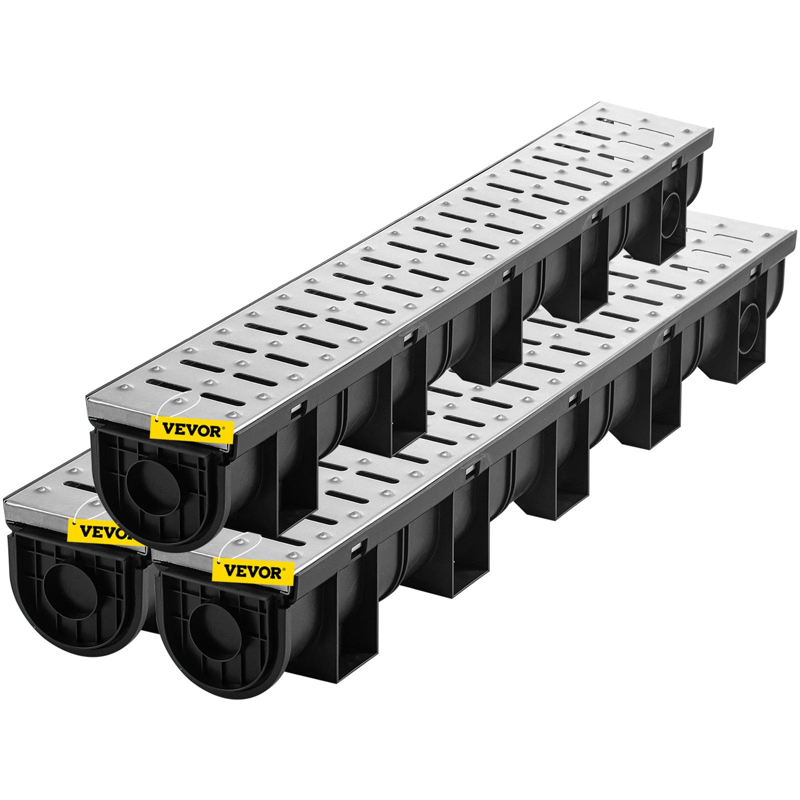 VEVOR Drainage Trench Driveway Channel Drain Kit Metal Grate-5.8"x5.2"-3 Pack