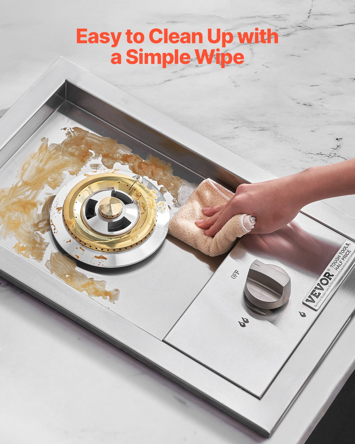 VEVOR Single Grilling Side Burner for Outdoor 15,000BTU Propane & Natural Gas