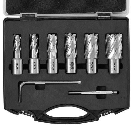 VEVOR Annular Cutter Set, 6 pcs Weldon Shank Mag Drill Bits, 1/2" to 1-1/16" Cut