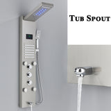 LED Shower Panel Tower Massage System Rain&Waterfall Jets Faucet Stainless Steel