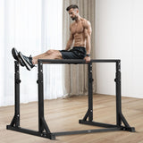 Adjustable Black Dip Bar Station Heavy Duty Portable Calisthenics Workout Stand