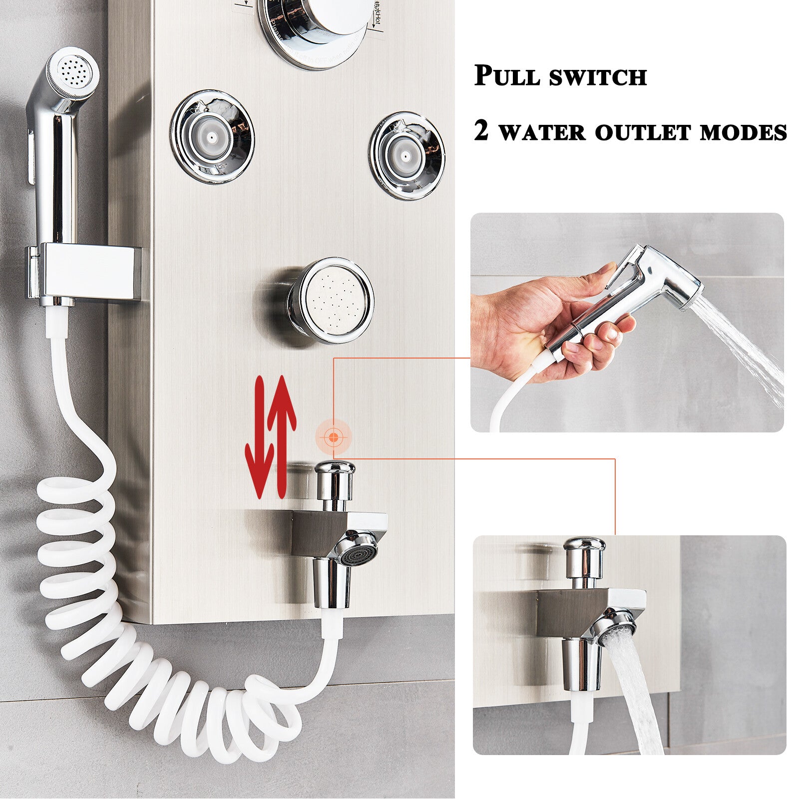 LED Shower Panel Tower Massage System Rain&Waterfall Jets Faucet Stainless Steel