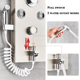LED Shower Panel Tower Massage System Rain&Waterfall Jets Faucet Stainless Steel