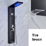 LED Shower Panel Tower Massage System Rain&Waterfall Jets Faucet Stainless Steel
