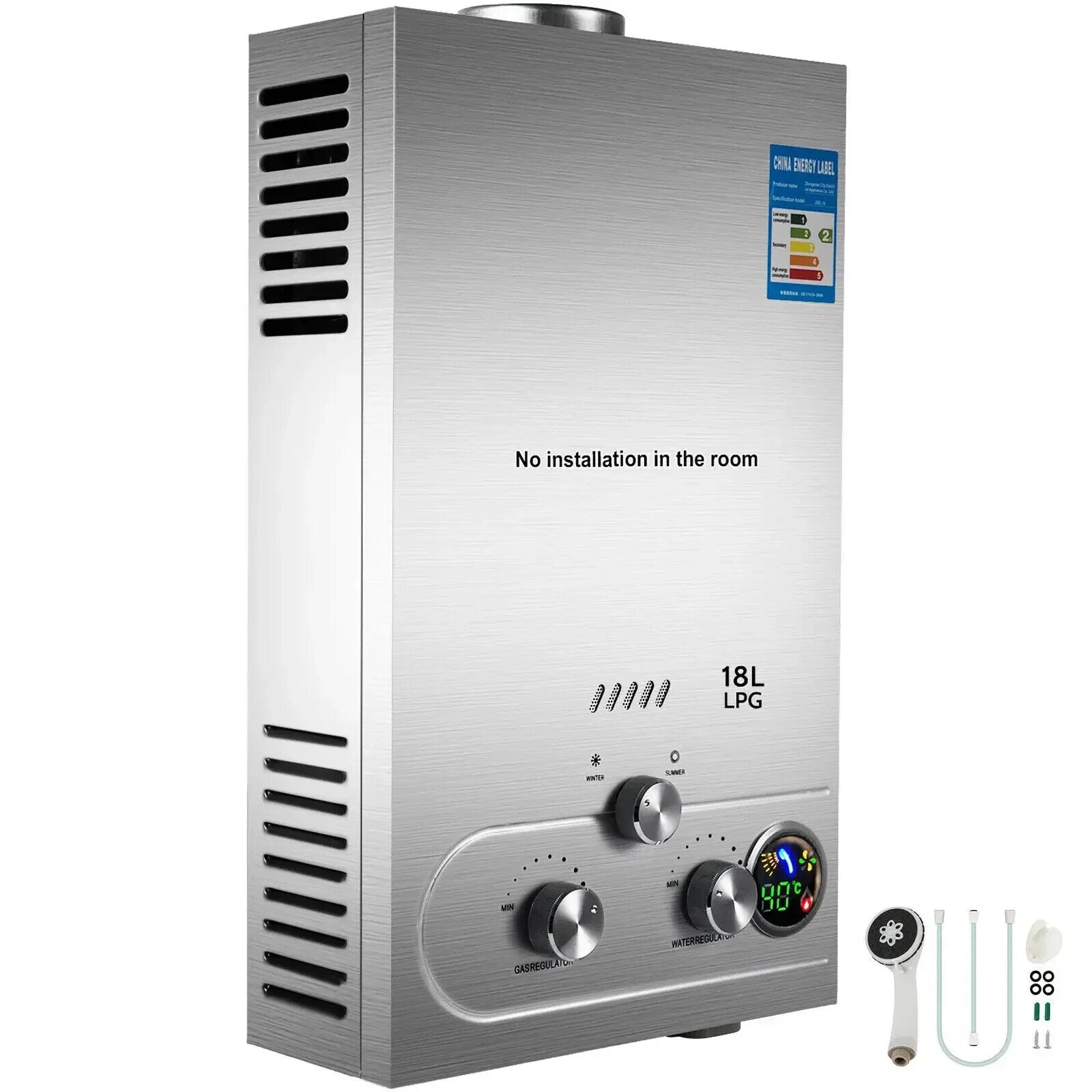 VEVOR 18L Portable Tankless Natural /Propane Gas Hot Water Heater Instant Boiler