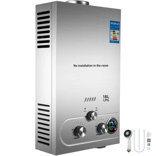 VEVOR 18L Portable Tankless Natural /Propane Gas Hot Water Heater Instant Boiler