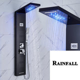 LED Shower Panel Tower Massage System Rain&Waterfall Jets Faucet Stainless Steel
