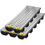 Drainage Trench Driveway Channel Drain Kit Metal Grate-5.8"x3.1"-5 Pack