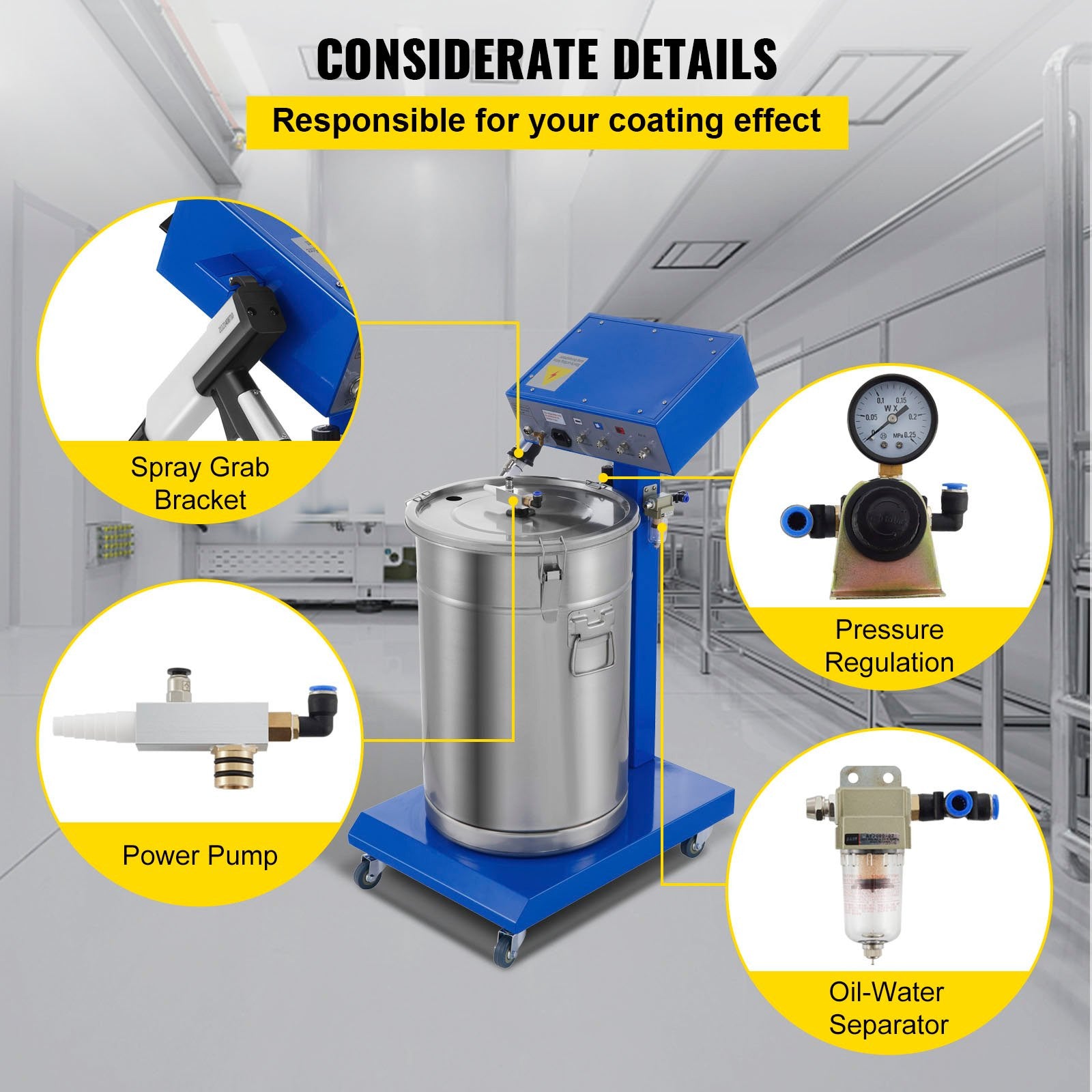 Powder Coating System Machine 45L Pro Electrostatic Sprayer for Perfect Finishes