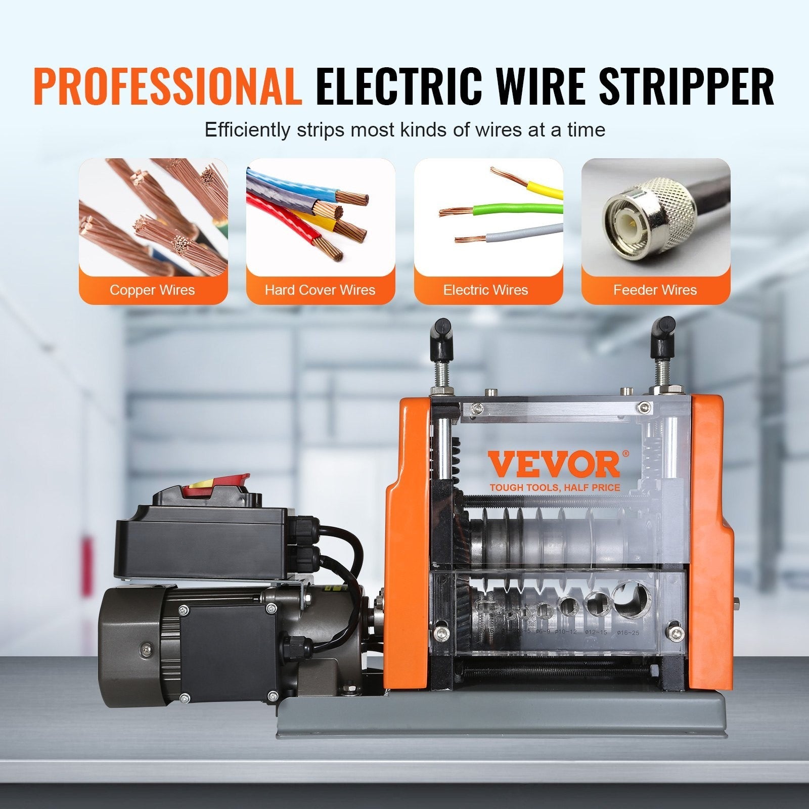 Electric Wire Stripping Machine 60W Copper Cable Stripper 0.06''-0.98''