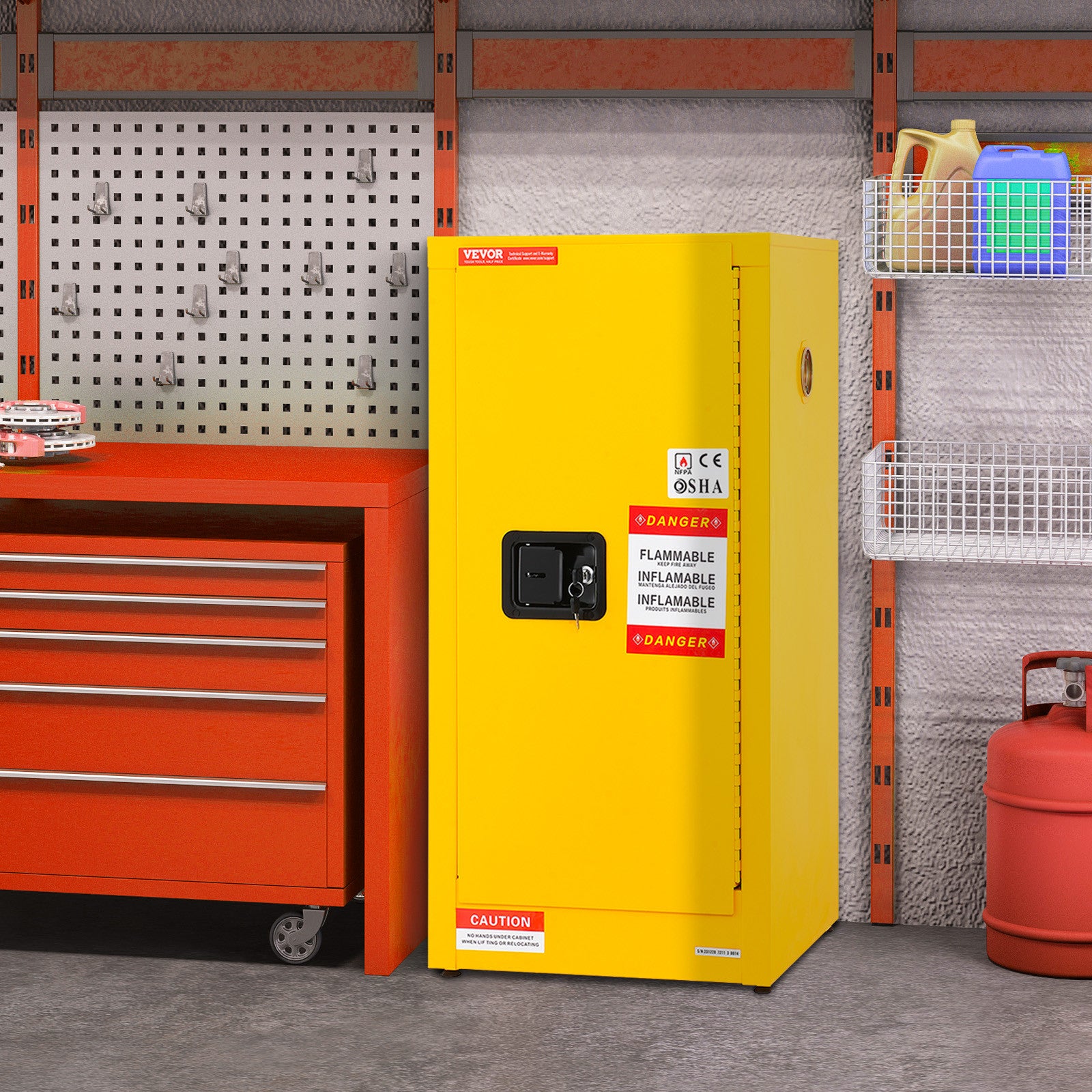 VEVOR Flammable Safety Cabinet Liquid Storage 16 Gal 18.1x18.1x35.4 in Cabinet