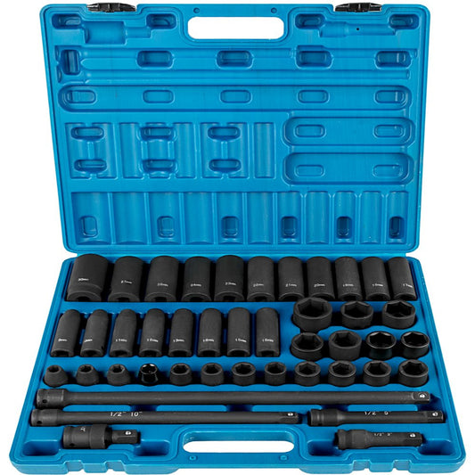 43 Pcs 1/2" Impact Socket Set,Drive Sockets 6-Point Metric 9-30 Mm,Standard/Deep